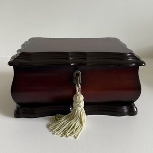 Elegant Dark Wood Jewelry Box with Tassel